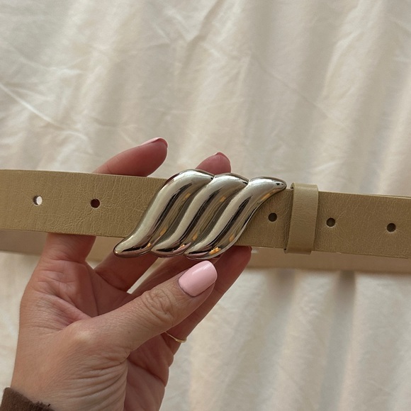 Heaven Mayhem Tan Belt with Silver Accents